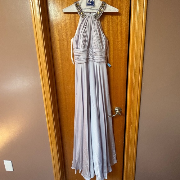 Light Purple Halterneck Formal Dress with Jewelled Neckline - Picture 2 of 12